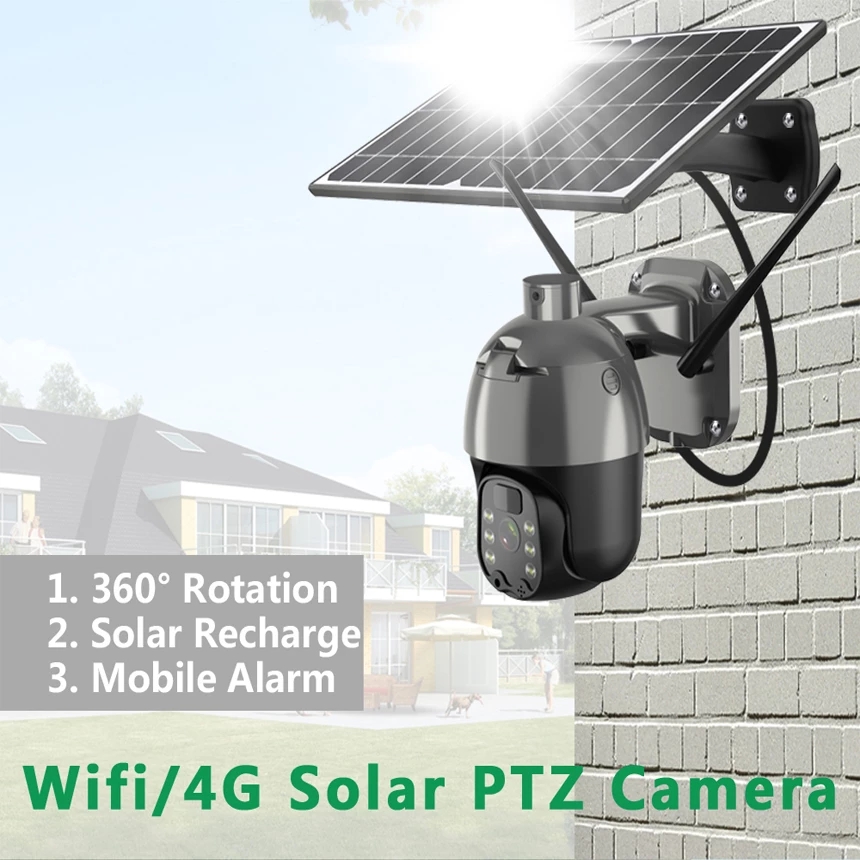 

4G LTE FDD GSM Solar Recharge Battery Wireless PTZ Camera 1080PHD 3MP Outdoor CCTV Security Surveillance Wifi IP