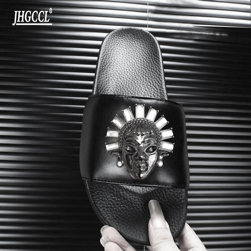 

NEW Black sisters Luxe casual shoes women designer slides Smoking Slipper Leather star slippers fashion Covered leather Slippers, Black1