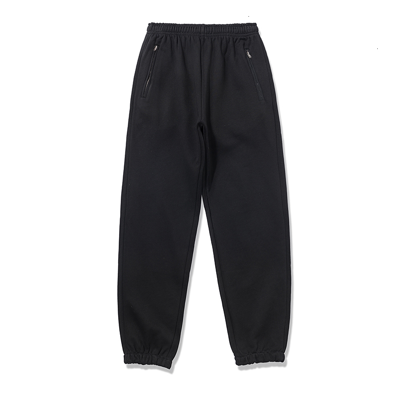 

new 2021 kanye west solid drawstring joggers sweatpants men and women baggy zipper pockets harem pants oversize casual trousers 01a9, Black