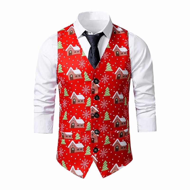 

Men' Jackets Christmas Sleeveless Vintage Button Up Party Coat 2021 Magician Suit Outwears Top Chaqueta De Los Hombres, Multi color