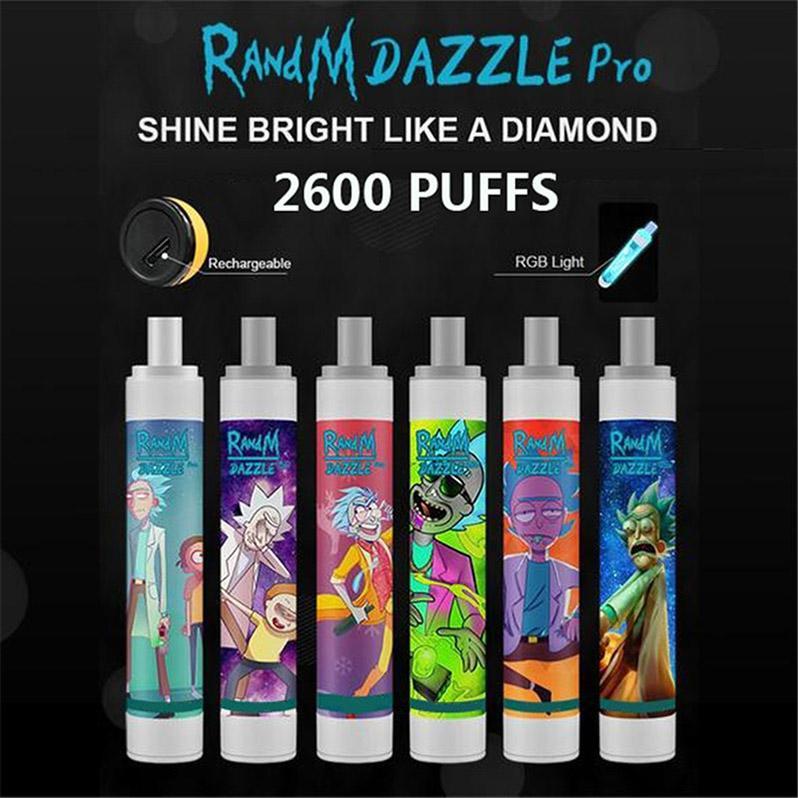 

Original Randm Dazzle Pro Disposable Pod Device Kit 1100mAh Battery 2600 Puffs Prefilled 6ml Cartridge Vape Pen With RGB Light Vs lio bee