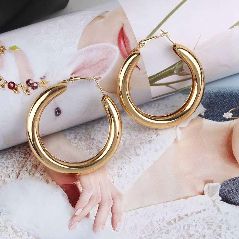 

Hoop & Huggie Brand Design Fashion Charm Earrings Geometric Round Shiny Big Earring Jewelry Women