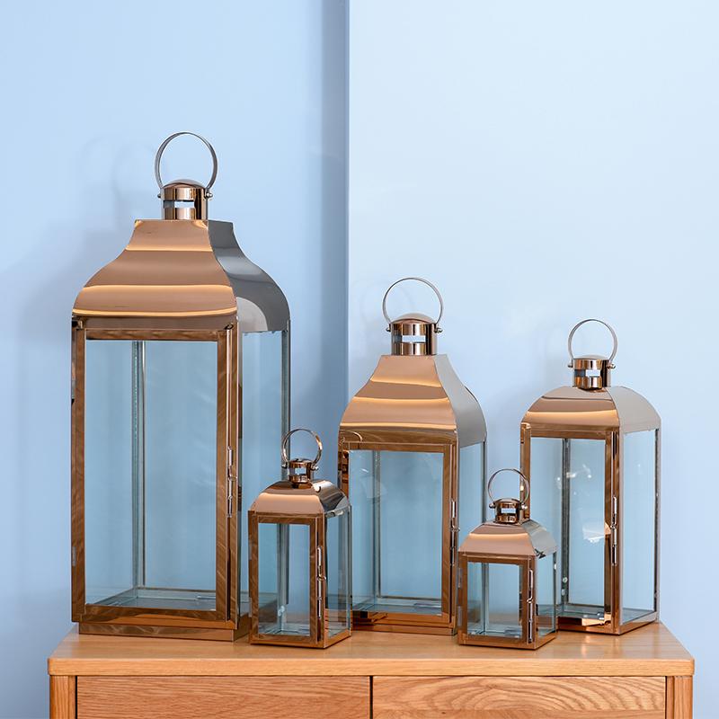 

Candle Holders Nordic Metal Windshield Glass Wind Lamp Candlestick Floor Lantern Home Wedding Decoration Candelabra