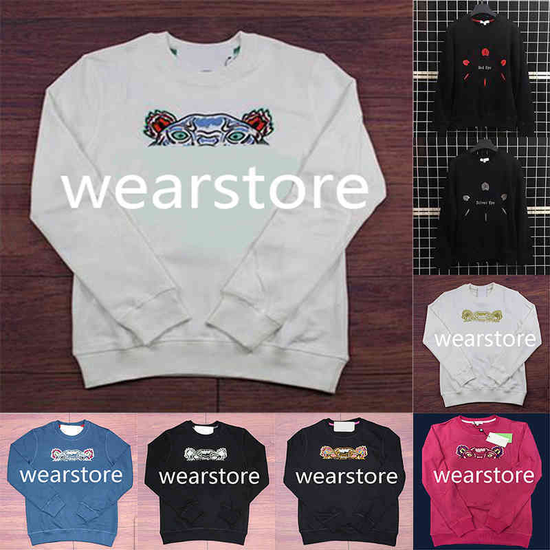

Hoodie 2021 Embroidery tiger head hoodies mens womens top quality long sleeve O neck pullover sweaters Casual Brands Designer Sweatshirt Jumper, Black