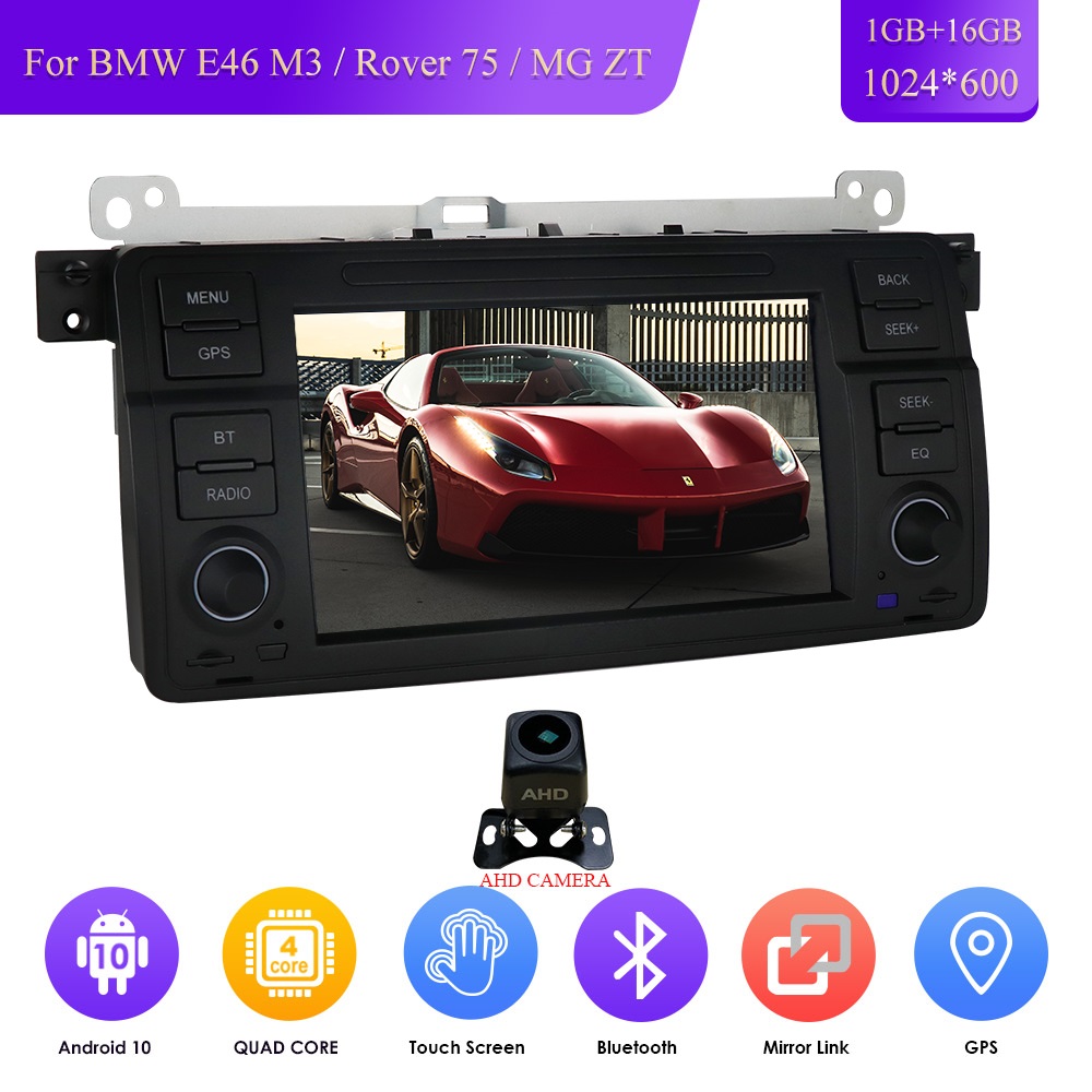 

Carplay Android 10 AutoRadio Stereo for BMW E46 M3 318/320/325/330/335 Car GPS Navigation Multimedia 1DIN BT WIFI 4G AHD CAMERA