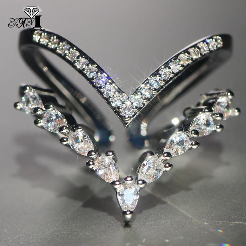 

Wedding Rings YaYI Jewelry Princess Cut 8 CT White Zircon Silver Color Engagement Heart Girls Party Adjustable