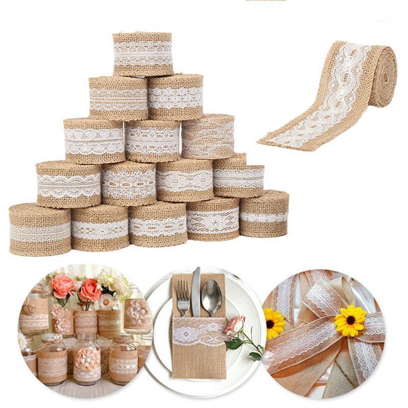 

Party Decoration 2mx5cm Natural Jute Burlap Ribbon Rustic Vintage Wedding Decor Hessian Lace Roll Merry Christmas Supplies DIY