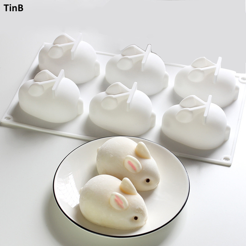 

3D Rabbit Easter Bunny Silicone Mold Mousse Dessert Mold Cake Decorating Tools Jelly Baking Candy Chocolate Ice Cream Mould 210225