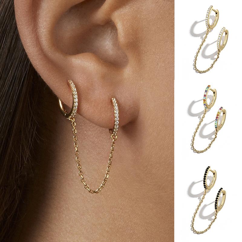 

Hoop & Huggie 1pcs Gothic Punk Handcuff Chain Earrings European Stud Link For Women/Girl Ear Lin