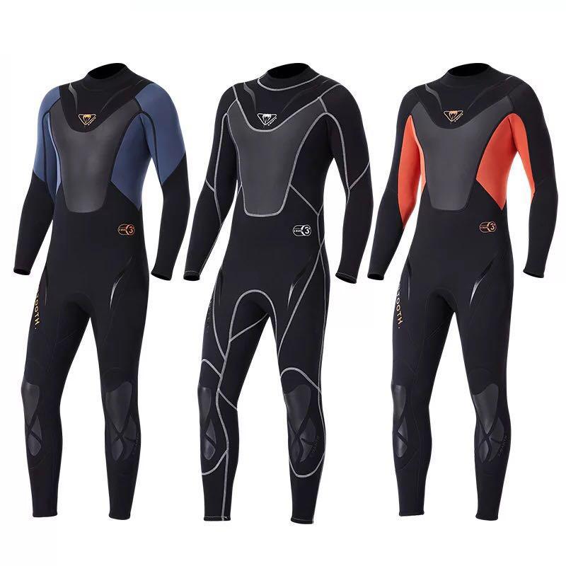 

One-Piece Suits Full Wetsuit Men Premium 3mm Neoprene Diving Suit Surfing Snorkeling Scuba Swimming Long Wet Back Zipper Black