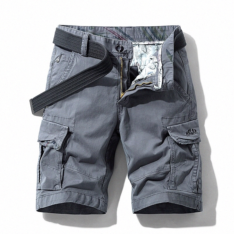 Men's Shorts Cargo Shorts Shorts Pants Solid Colored Mid Waist ArmyGreen Khaki Light Grey Dark Gray 29 30 31 32 33 u7fE#