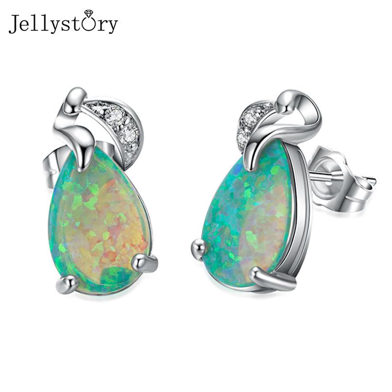 

Stud Jellystory Women Fashion Earrings 925 Sterling Silver Green Water Drop Shaped Unique Style Trendy Gift 2021 Wholesale