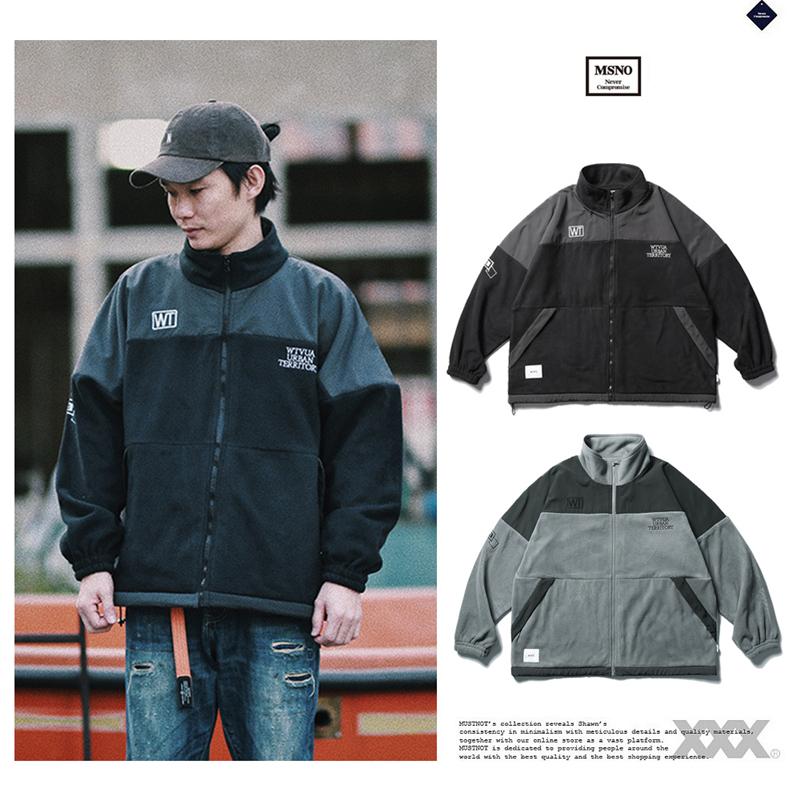 

Men's Jackets MADNESS Fall/winter Stand-up Collar Jacket Men Trendy Tooling Stitching Polar Fleece Warm WTAPS, Black;brown