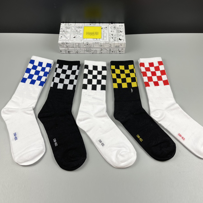 

Men Street Style Check Socks Fashion Soft Touch Cotton Hosiery Outdoor Breathable Designer Couple Skateboard Sock, As pic
