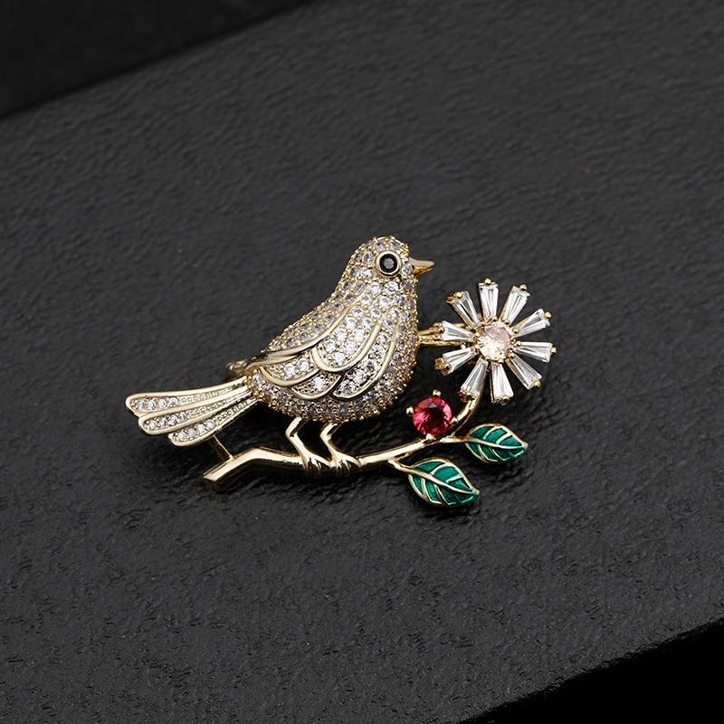 

Pins, Brooches Zhijia Classic Chinese Style Gold Silver Color Birds & Flower Crystal Rhinestone Pins For Women Party Gifts
