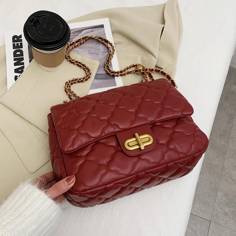 

Bags For Women 2021 New Fashion Rhombic Chain Shoulder Bag Messenger Bag Underarm, Black