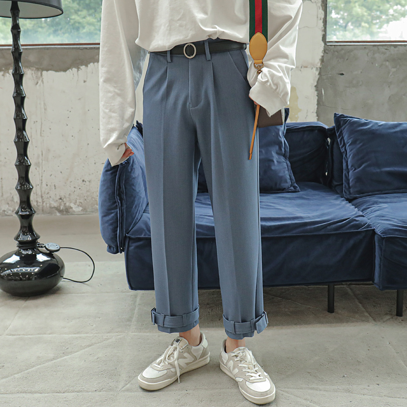 

2021 New Summer Men's Casual Formal Male Business Design Cotton Western-style Trousers Loose Leisure Social Suit Pants M-2xl Ob2y, Black