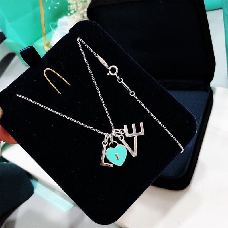 

Chains S925 Sterling Silver TIF Classic Letter Love Necklace, An Engagement Gift For Your Girlfriend. Women Neckl
