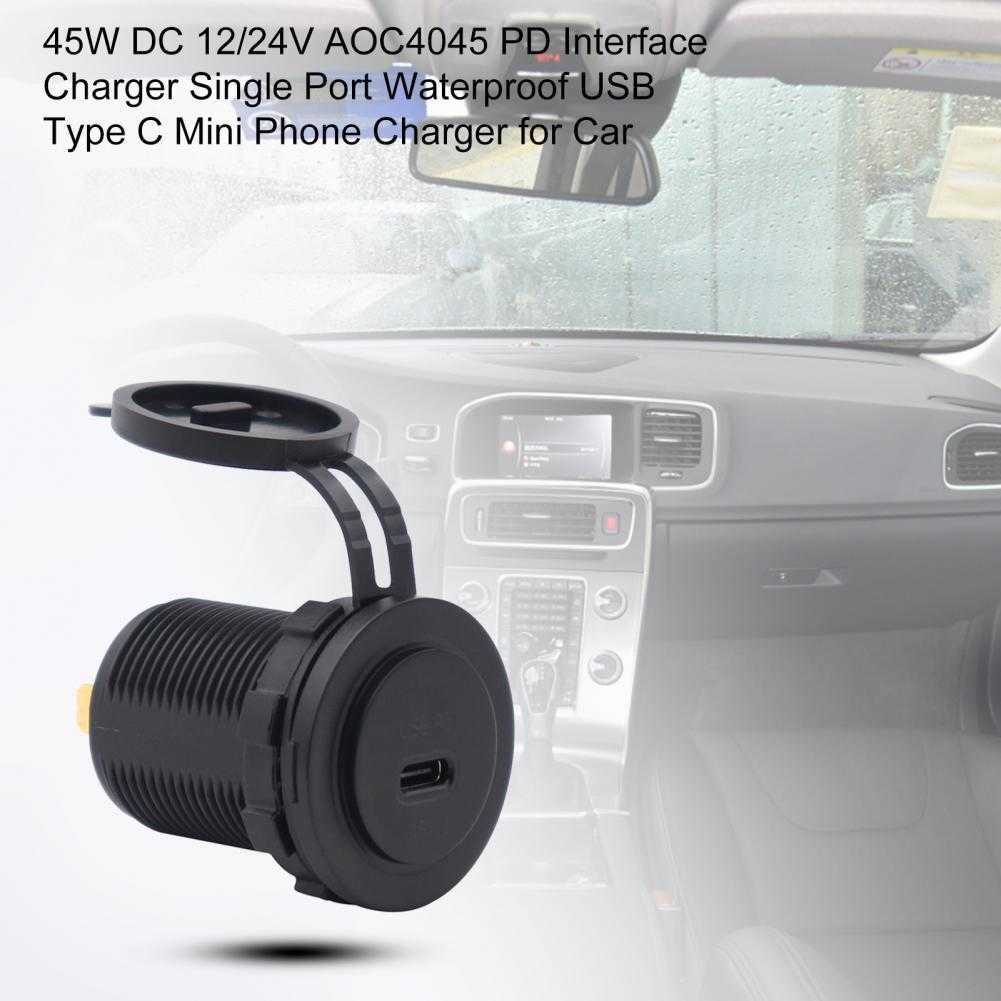 

45W DC 12/24V AOC4045 PD Interface Charger Single Port Waterproof USB Type C Mini Phone Charger for Car