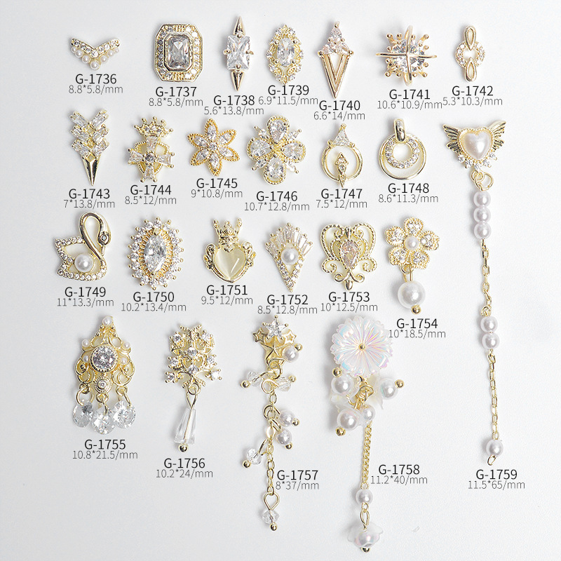

Style Luxury Arts AAA Zircon Flower Love Heart Long Chain Charms Women Beauty Finger Nail Jewelry