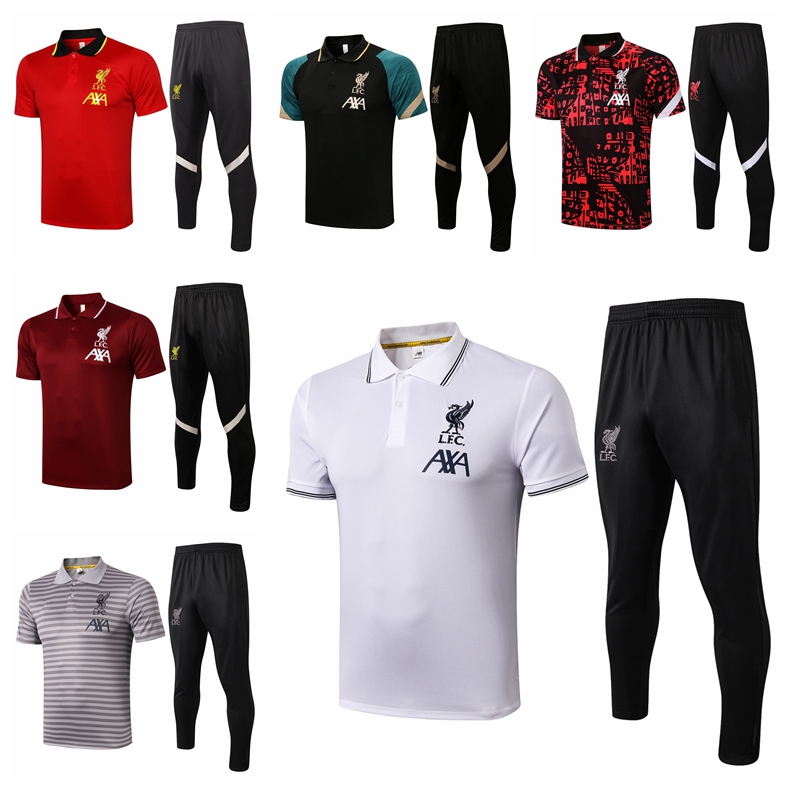 

LiverpooI 2021 LVP Polo football training suit tracksuit Men .SALAH ALEXANDER ARNOLD Firmino Soccer Survetement Maillots de Foot Chandal Suits EW33, Gray