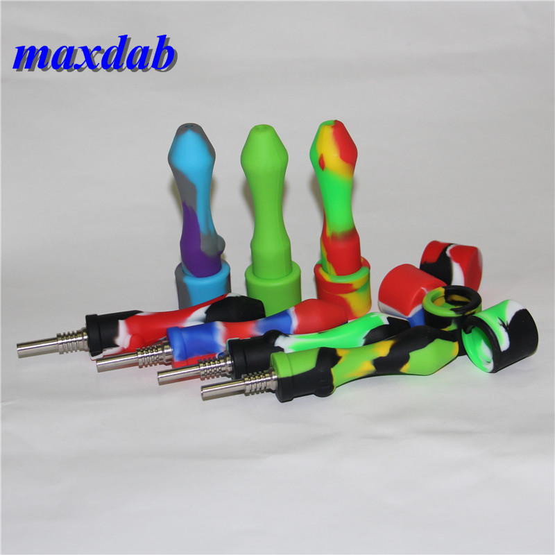 

Smoking Silicone Glass Nectar Collector with 10mm Titanium Quartz Tips Silicon Container Reclaimer ash catcher hand pipe dab rig