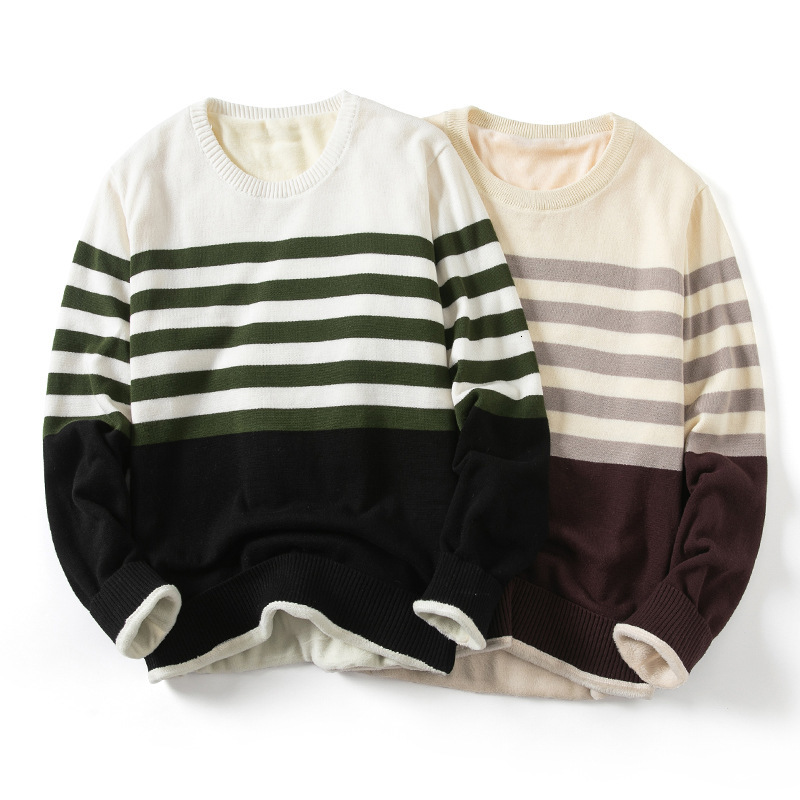 

2021 New Brand Sweater Men Clothes Winter Clothing Long Sleeve Knitted Pullover Plus Size Stripe High Quality Korean Style Thick Top Utci, Xxxl