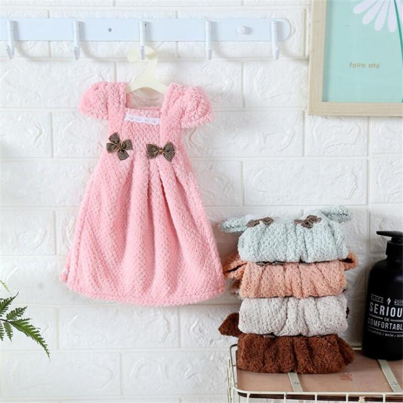 

Towel Sweet Dress Bows Hand Towels For Kids Home Using Travel Hanging Water-absorption Toilet Kitchen, Color 1