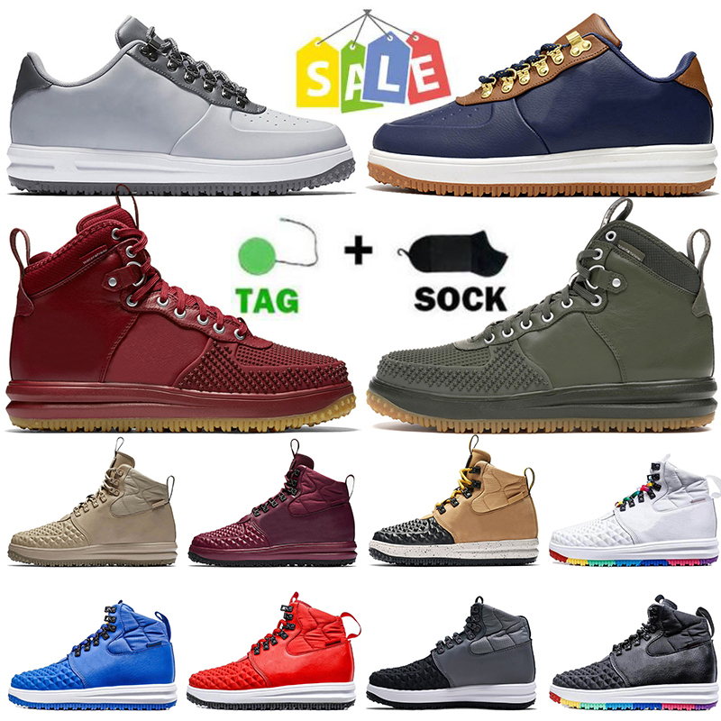 

Lunar AirForces 1 Duckboot Trainers Running Shoes Nik Off Black and Tan Mens Womens Ale Brown Particle Pink Medium Olive White Wolf Grey 1s Sports Sneakers, A#4 pink 36-40
