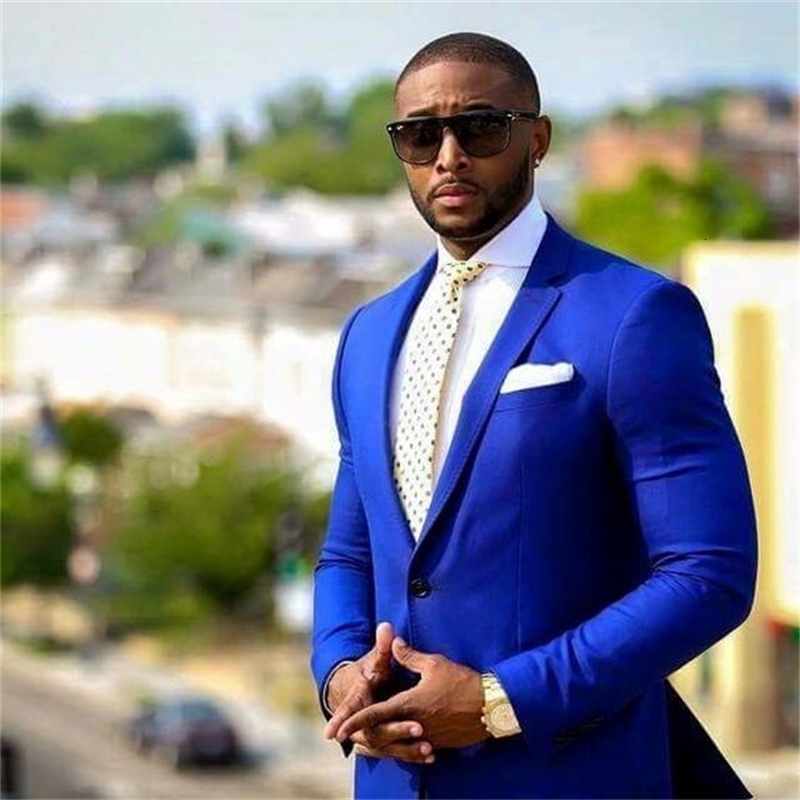 Men's Suits & Blazers Latest Pant Coat Royal Formal Blue Designs Customized Wedding For Men Groom Colored Man Skin Beach Suit Two Parts HOBK-image-724749718