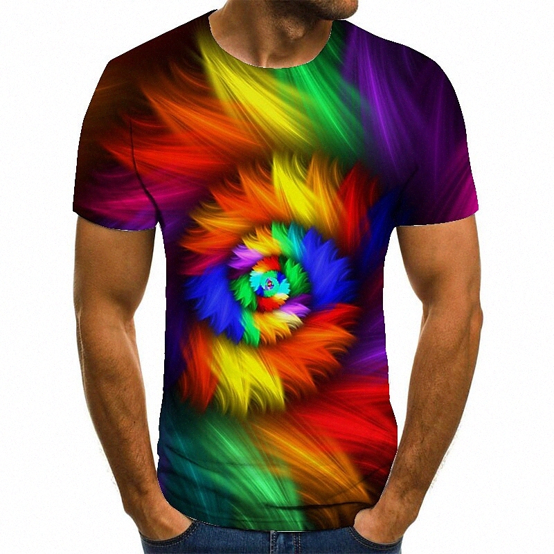 Men's Unisex Tee T shirt 3D Print Rainbow Graphic Prints Plus Size Round Neck Casual Daily Print Short Sleeve Tops Basic Fashion Designer Bi