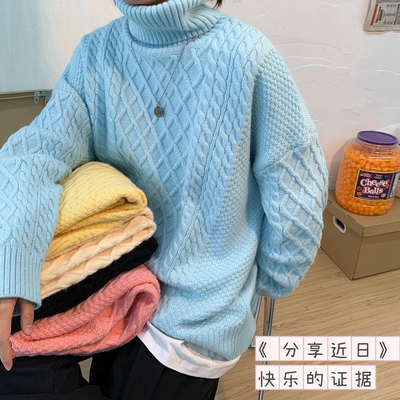 

2021 New Winter Turtleneck Men Warmth Slim Solid Color Pullover Men's Retro Knitted Sweater Mens Clothes S-2xl Ua4q, Apricot