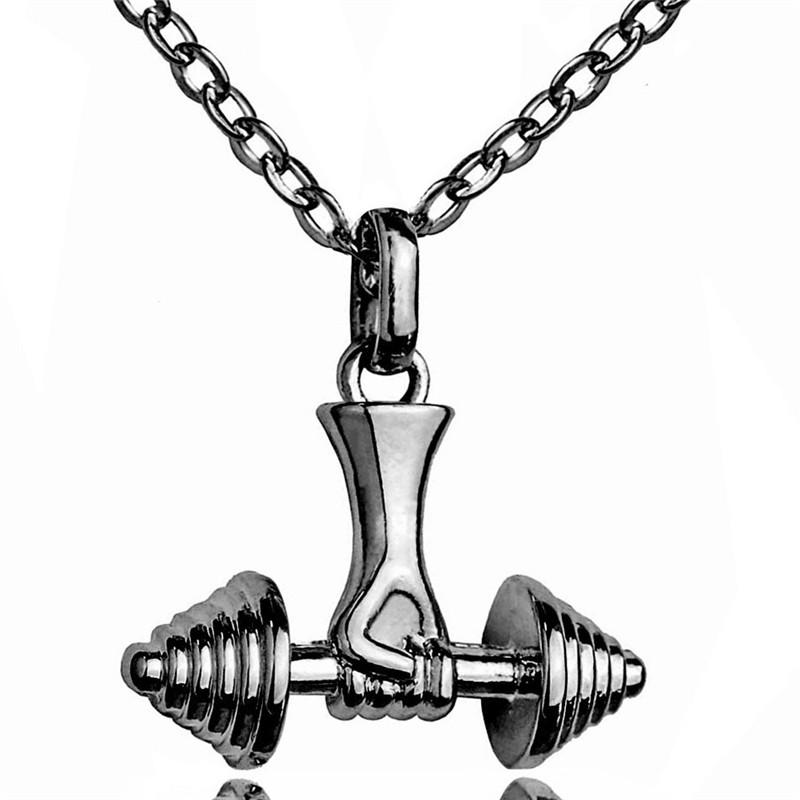 Pendant Necklaces Dumbbell Fitness Necklace For Women Barbell Charm Choker Chain Collar Gym Sport Jewelry-image-709026832