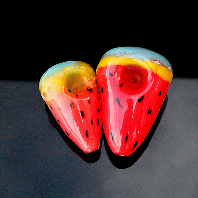

9cm/8cm Two size mini watermelon shaped fruit themed glass hand pipe for smoking
