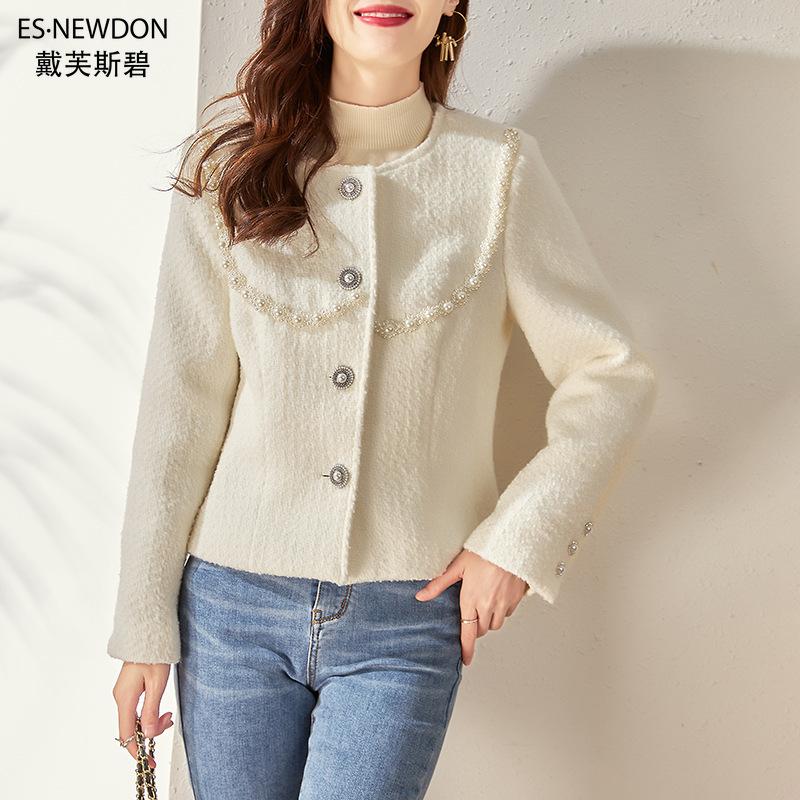 

Women's Jackets Esdon Velvet High Street Solid Outerwear Beading O-neck Wide-waisted Single Breasted Coat 2022 Spring For Women, Black;brown