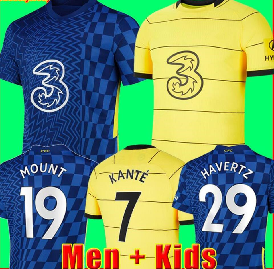 

CFC soccer jerseys ZIYECH PULISIC MOUNT KANTE HAVERTZ WERNER ABRAHAM CHILWELL GIROUD HUDSON-ODOI 2021 2022 football shirt 21 22 men + kids kit sets uniforms away yellow, Multi