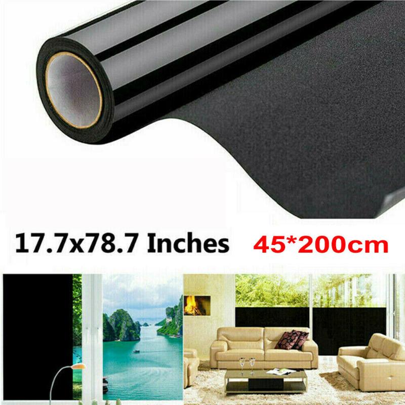 

Black Removable Blackout Static Cling Window Film UV Protection Block Sun Darkening Window Tint Privacy Room Reusable Sticker