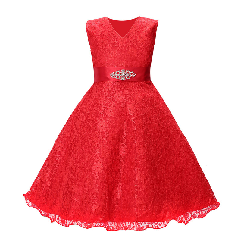 

2021 New Summer Formal Kids for Girls Princess Wedding Party Es Girl Clothes 4-12 Years Bridesmaid Children Clothing K96u, Red