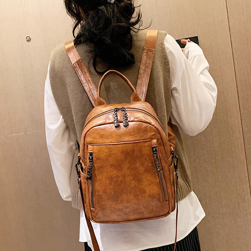 

Outdoor Bags 2021 Women Backpack High Quality PU Leather Fashion School Backpacks Female Feminine Casual Large Capacity Vintage Shoulder, Black
