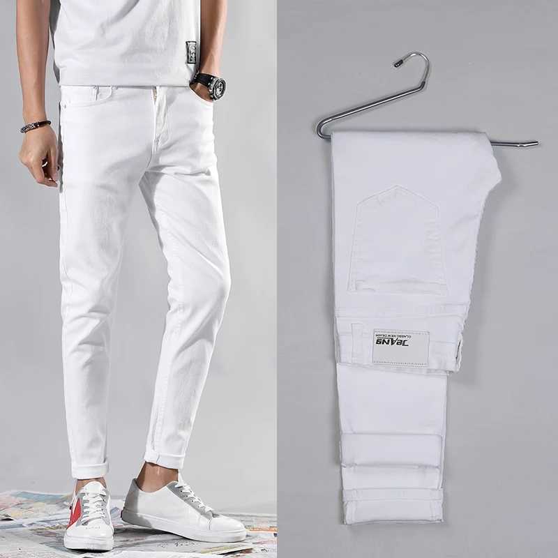 

2021 New Men Stretch Skinny Jeans Fashion Casual Slim Fit Denim Trousers Blue Black White Sky blue Pants Male Brand Clothes X0621