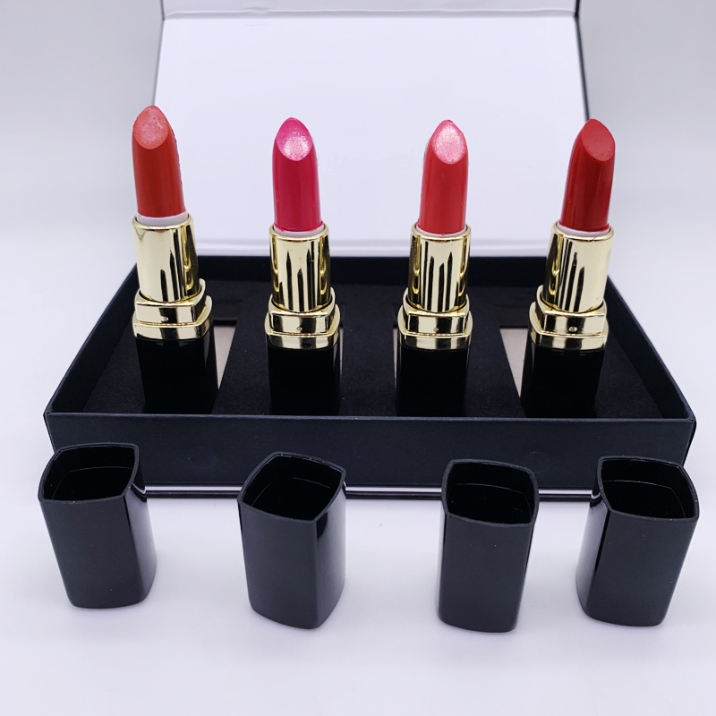 

Famous brand Makeup Matte lipstick 4 Colors black tube High Quality Long Lasting Waterproof Velvet Lipsticks 4pcs Set Cosmetic, Mixed color