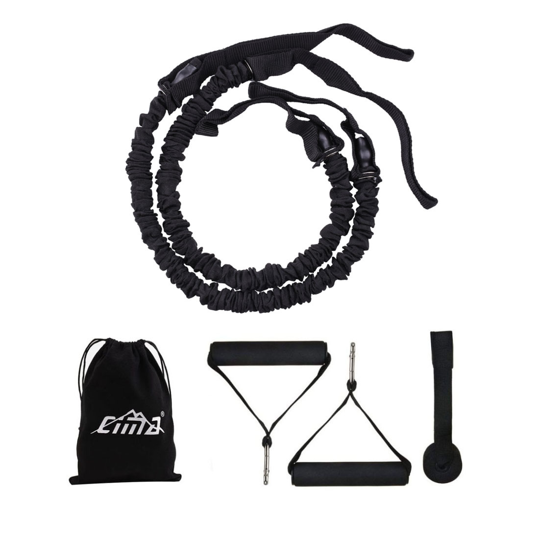 

Resistance Bands Yoga Stripes Spring With Handles Door Anchor Set for AB Wheel Roller Waist Abdominal Exercise Workout Fitness Muscle Pull Ropes Stripe Band Gym Rope, Black