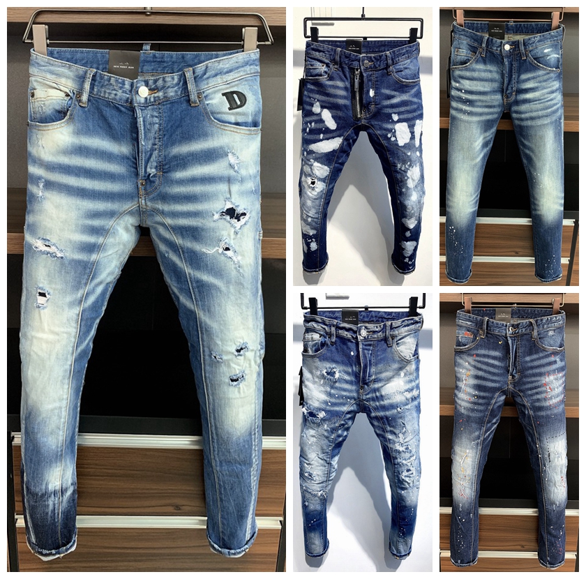 

latest listing skinny jeans for men ripped holes jeans Motorcycle Biker Denim pants Men Brand fashion Designer Hip Hop Mens Jeans 44-54