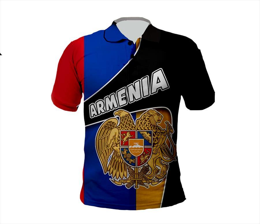 

armenia lion eagle skull country men polo map flag 3d full printed women thin shirt short sleeve street wear casual, White;black