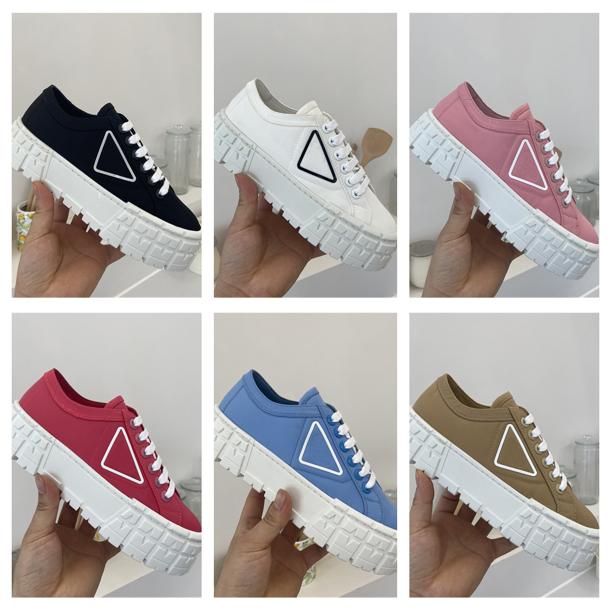 

Women Sneakers Designer Shoes Lnspired by motorcycle wheels a nylon gabardine sneaker has Thick rubber sole Ariangular, #15