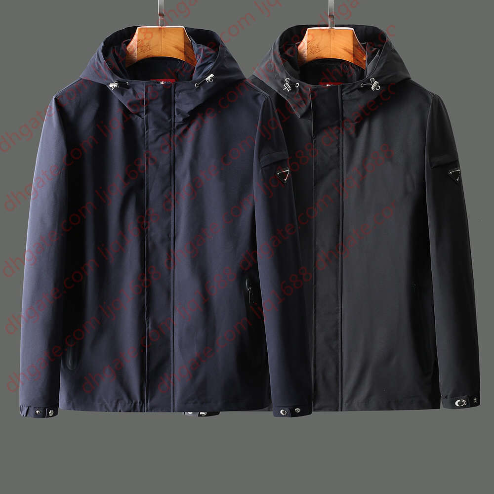 

20ss men Windbreaker brand casual retro jacket high quality imported Blend Pocket waterproof zipper design Autumn and winter hoodie, Black;brown