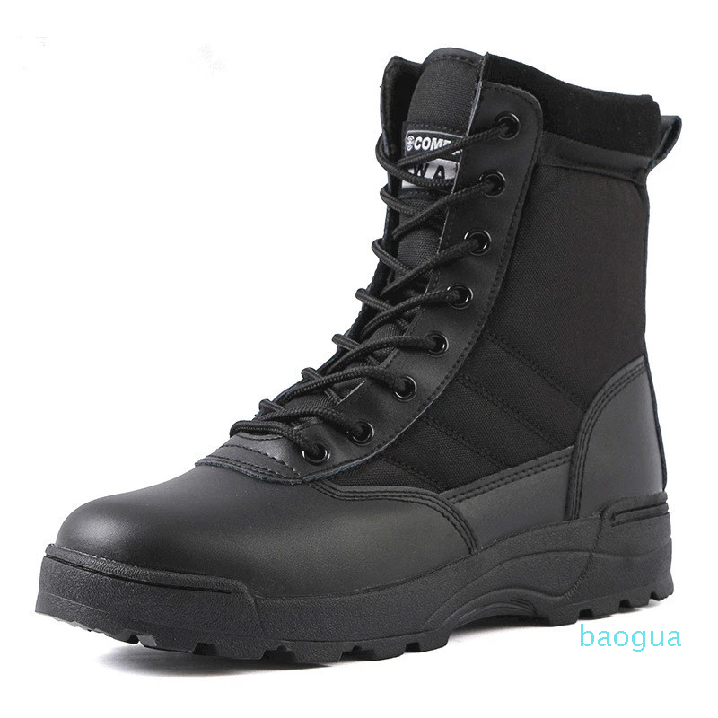 

Tactical Military Men Boots Special Force Desert Combat Army Boots Outdoor Hiking Boots Ankle Shoes Men Work Safty Shoes, Black