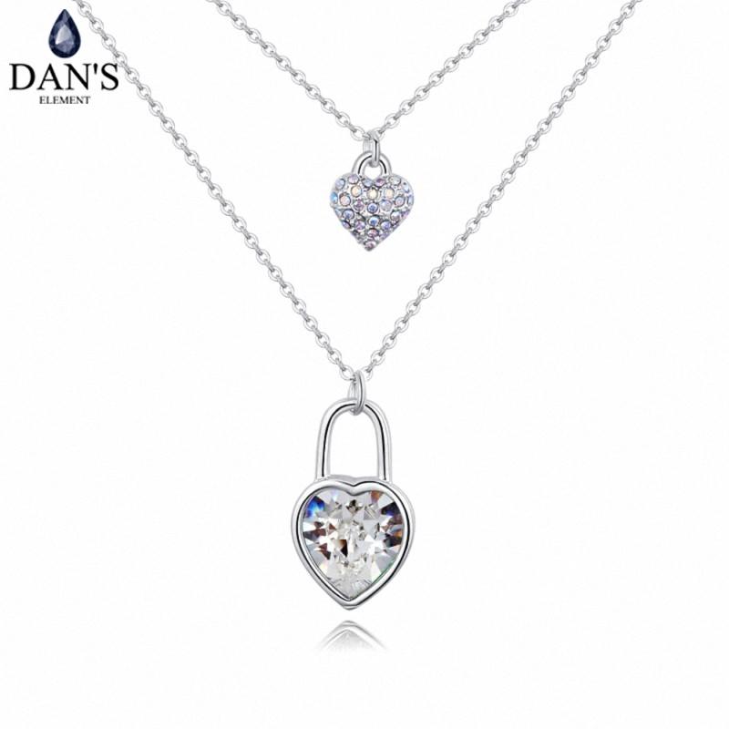 

Pendant Necklaces DAN'S Brand 5 Colors Real Austrian Crystals Fashion Water Drop Tassel Necklace For Women Valentine Gift 129217, Silver