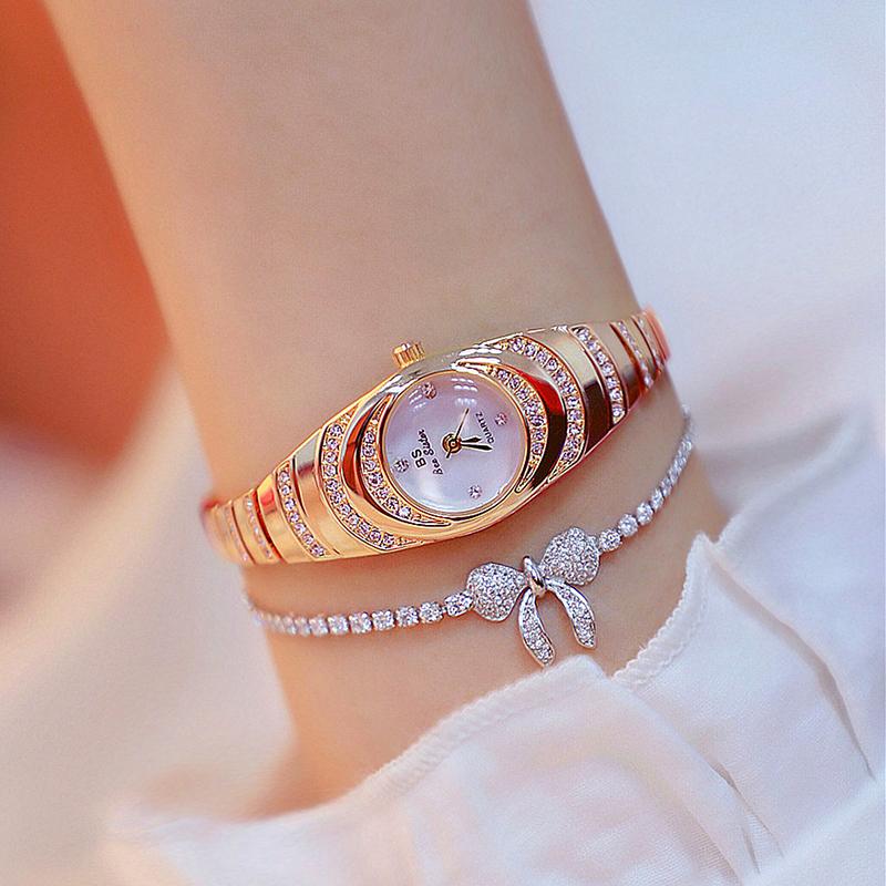 

Wristwatches 2021 Luxury Ladies Watch Dress Rose Gold For Women Stainless Steel Quartz Clock Diamond Watches Montre Femme