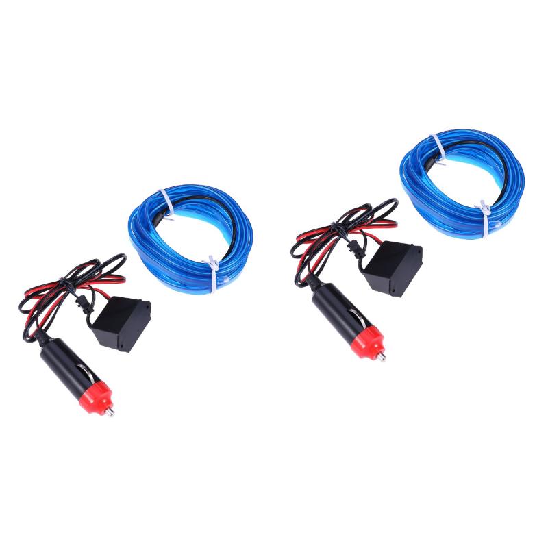 

Interior&External Lights 2pcs Flexible Neon Light Car Wire Rope Tube LED Strip Waterproof Decor Lamp (Blue)
